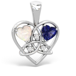 Opal Celtic Trinity Heart 14K White Gold pendant P5331