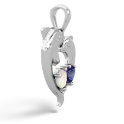 Opal Dolphin Heart 14K White Gold pendant P5820