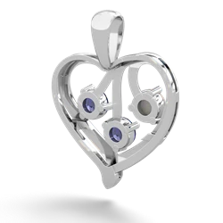 Opal Glowing Heart 14K White Gold pendant P2233