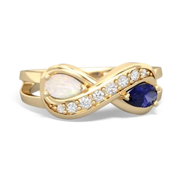 Opal Diamond Infinity 14K Yellow Gold ring R5390