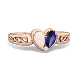 Opal Filligree 'One Heart' 14K Rose Gold ring R5070