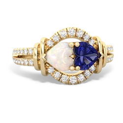 Opal Art-Deco Keepsake 14K Yellow Gold ring R5630