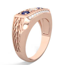 Opal Three Stone Tire Tread Men's 14K Rose Gold ring R0520