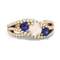 Opal Three Stone Aurora 14K Yellow Gold ring R3080