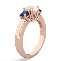 Opal Three Stone Round Trellis 14K Rose Gold ring R4018