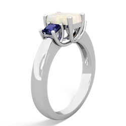 Opal Three Stone Emerald-Cut Trellis 14K White Gold ring R4021