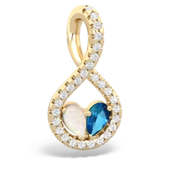 Opal Pave Twist 'One Heart' 14K Yellow Gold pendant P5360