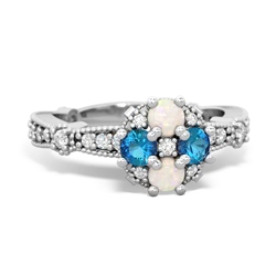 Opal Sparkling Tiara Cluster 14K White Gold ring R26293RD