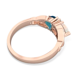 Opal Celtic Knot Double Heart 14K Rose Gold ring R5040