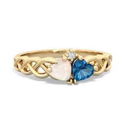 Opal Heart To Heart Braid 14K Yellow Gold ring R5870