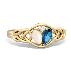 Opal Celtic Love Knot 14K Yellow Gold ring R5420