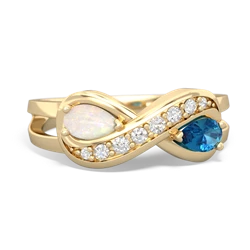 Opal Diamond Infinity 14K Yellow Gold ring R5390