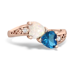 Opal Snuggling Hearts 14K Rose Gold ring R2178