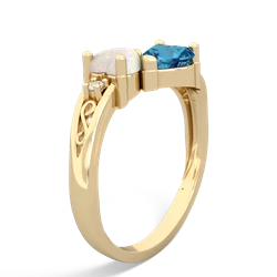 Opal Snuggling Hearts 14K Yellow Gold ring R2178