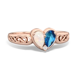 Opal Filligree 'One Heart' 14K Rose Gold ring R5070