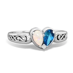 Opal Filligree 'One Heart' 14K White Gold ring R5070