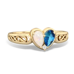 Opal Filligree 'One Heart' 14K Yellow Gold ring R5070