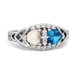 Opal Sparkling Celtic Knot 14K White Gold ring R2645