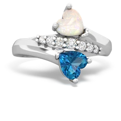 Opal Heart To Heart 14K White Gold ring R2064