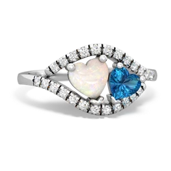 Opal Mother And Child 14K White Gold ring R3010