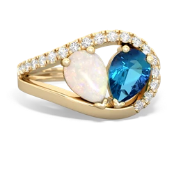 Opal Nestled Heart Keepsake 14K Yellow Gold ring R5650