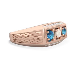 Opal Three Stone Tire Tread Men's 14K Rose Gold ring R0520