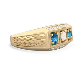 Opal Three Stone Tire Tread Men's 14K Yellow Gold ring R0520