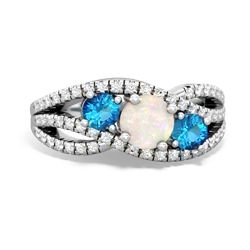 Opal Three Stone Aurora 14K White Gold ring R3080