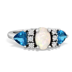 Opal Antique Style Three Stone 14K White Gold ring R2186