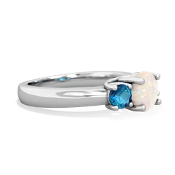 Opal Three Stone Round Trellis 14K White Gold ring R4018