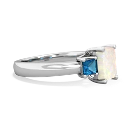 Opal Three Stone Emerald-Cut Trellis 14K White Gold ring R4021