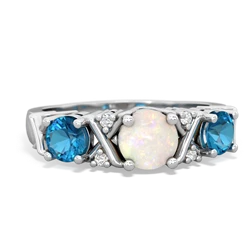 Opal Hugs And Kisses 14K White Gold ring R5016