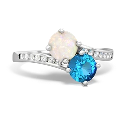 Opal Channel Set Two Stone 14K White Gold ring R5303