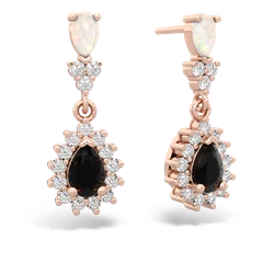 Opal Halo Pear Dangle 14K Rose Gold earrings E1882