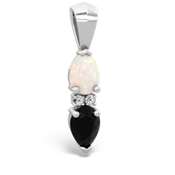 Opal Bowtie Drop 14K White Gold pendant P0865