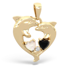 Opal Dolphin Heart 14K Yellow Gold pendant P5820