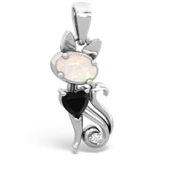 Opal Kitten 14K White Gold pendant P5780