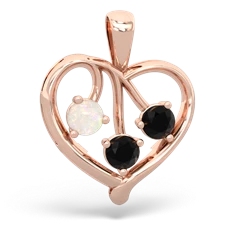 Opal Glowing Heart 14K Rose Gold pendant P2233