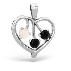 Opal Glowing Heart 14K White Gold pendant P2233