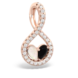 Opal Pave Twist 'One Heart' 14K Rose Gold pendant P5360