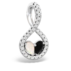 Opal Pave Twist 'One Heart' 14K White Gold pendant P5360