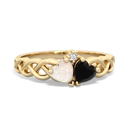 Opal Heart To Heart Braid 14K Yellow Gold ring R5870