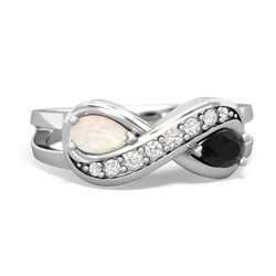 Opal Diamond Infinity 14K White Gold ring R5390