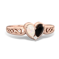 Opal Filligree 'One Heart' 14K Rose Gold ring R5070