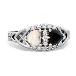 Opal Sparkling Celtic Knot 14K White Gold ring R2645