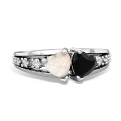 Opal Heart To Heart 14K White Gold ring R3342