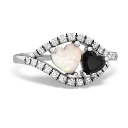 Opal Mother And Child 14K White Gold ring R3010