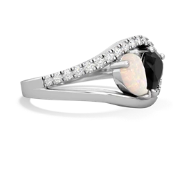 Opal Nestled Heart Keepsake 14K White Gold ring R5650