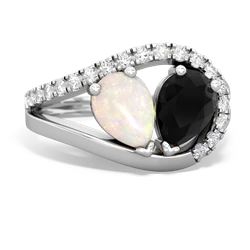 Opal Nestled Heart Keepsake 14K White Gold ring R5650