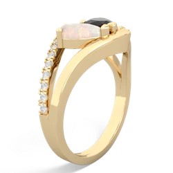 Opal Nestled Heart Keepsake 14K Yellow Gold ring R5650